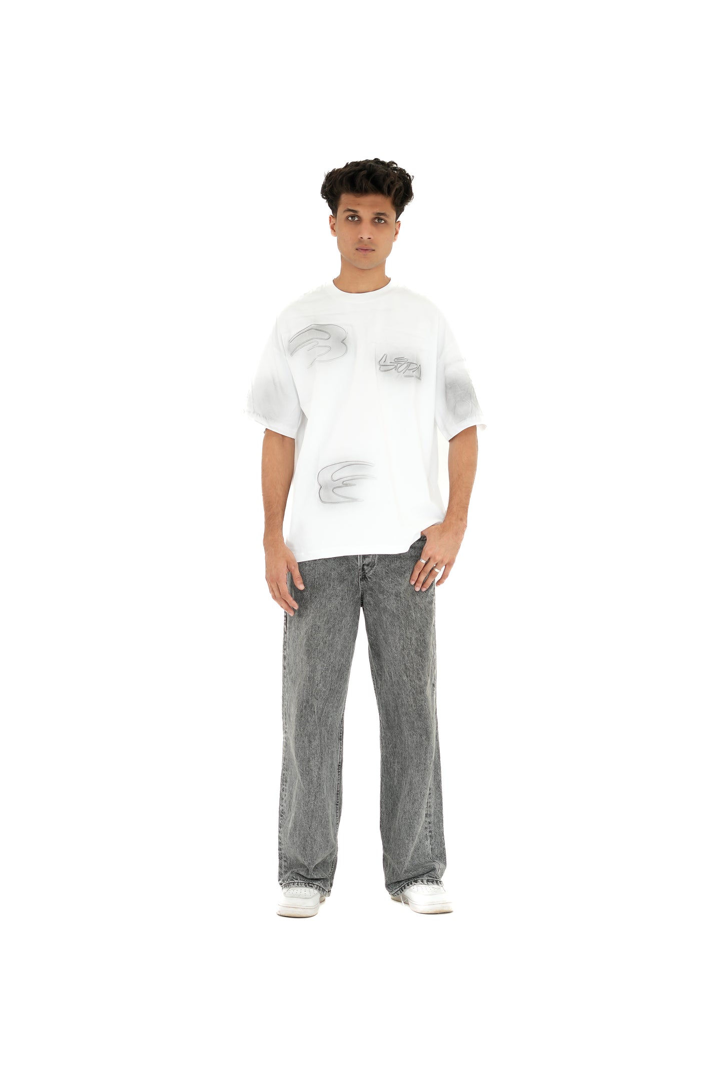 White Phantom Strokes Unisex Oversized Tee