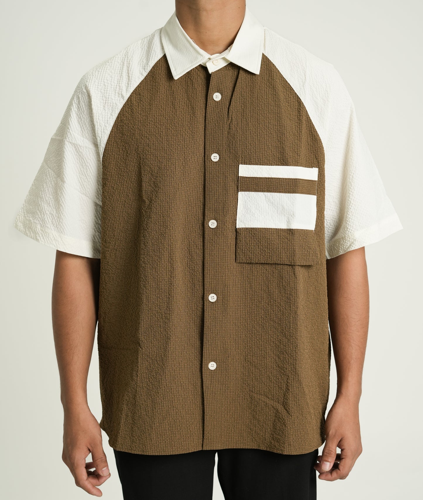Brown & White Contrast Relaxed Fit Shirt