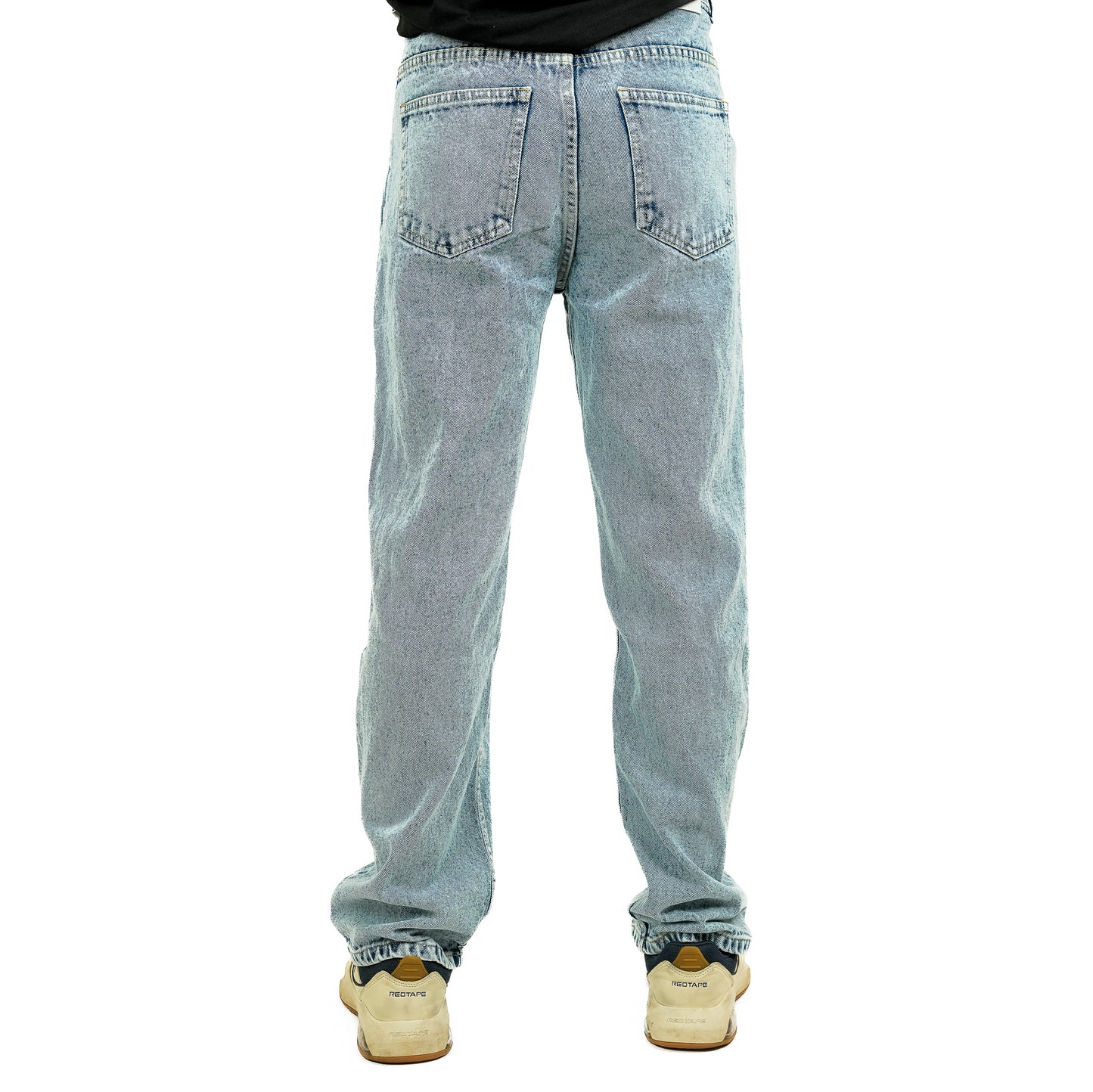 Sky Blue Patched Baggy Fit Jeans