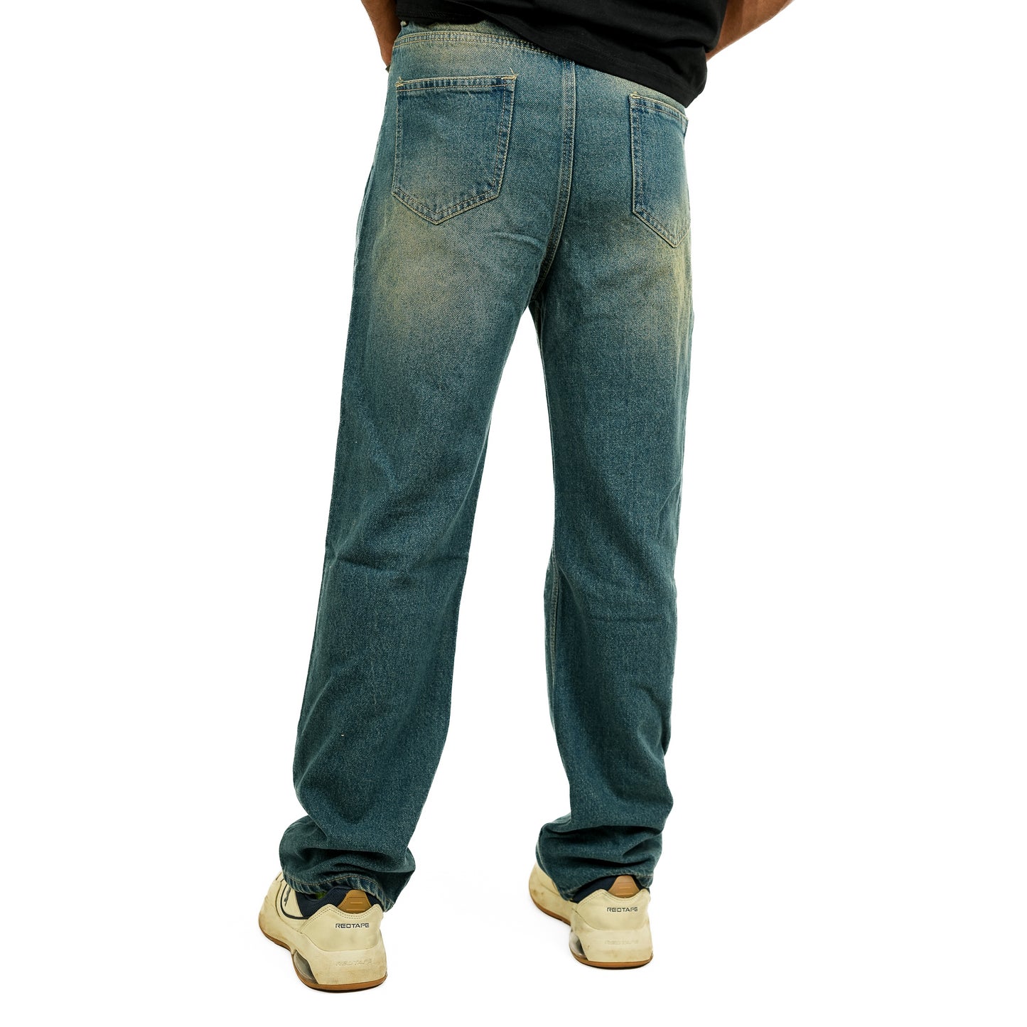 Blue Patched Baggy Fit Jeans