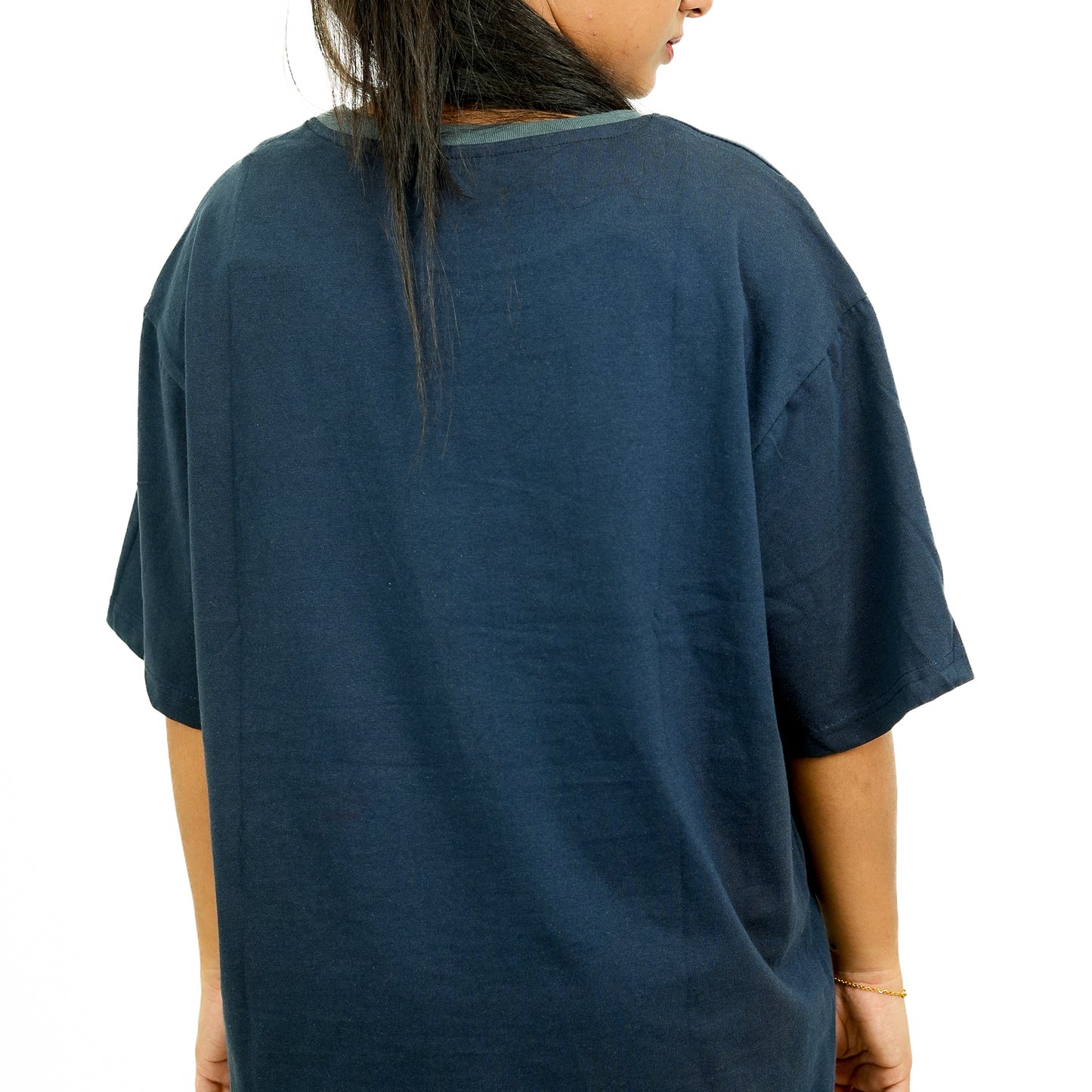 Navy Blue Solid Oversized T-Shirt