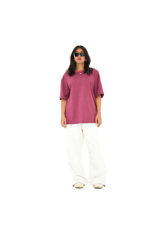 Maroon Solid Oversized T-Shirt