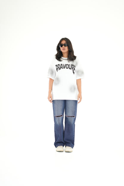 Bravoure Unisex Oversized Tee – White
