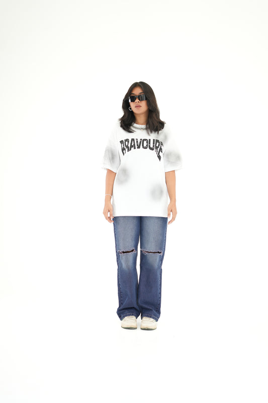 Bravoure Unisex Oversized Tee – White