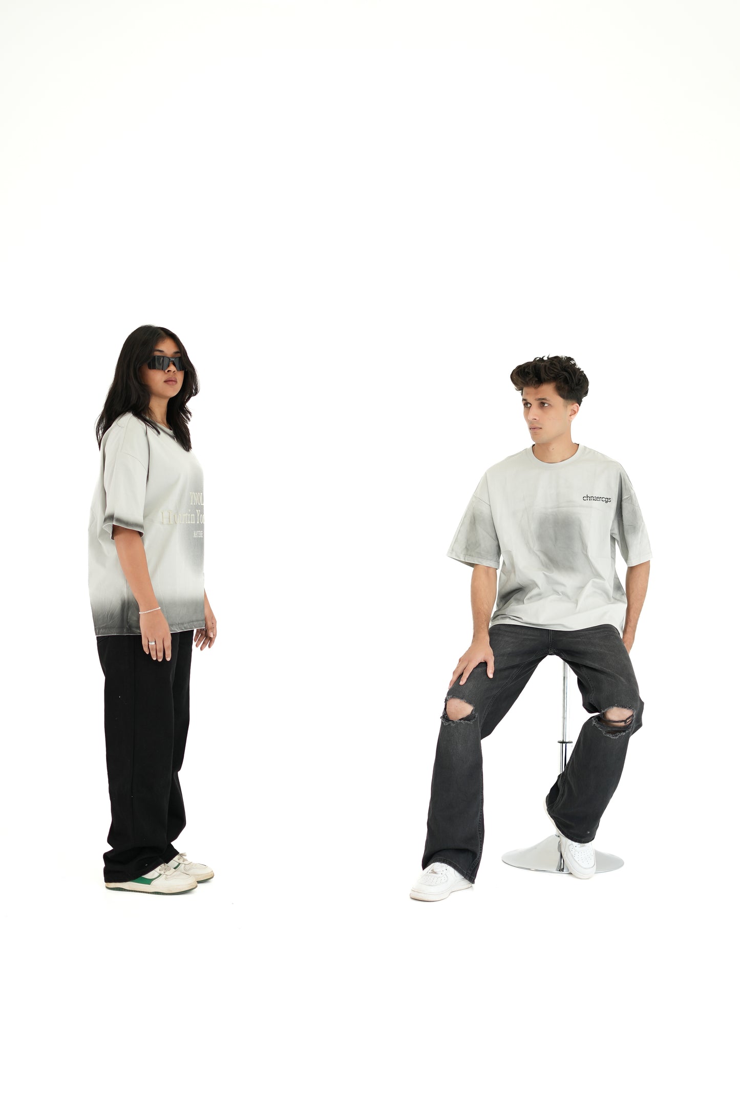 Gradient Fade Oversized Graphic T-Shirt