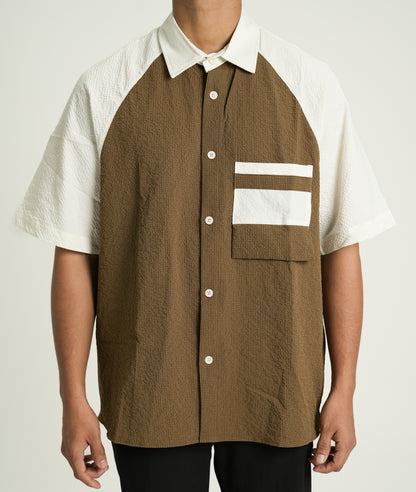 Brown & White Contrast Relaxed Fit Shirt