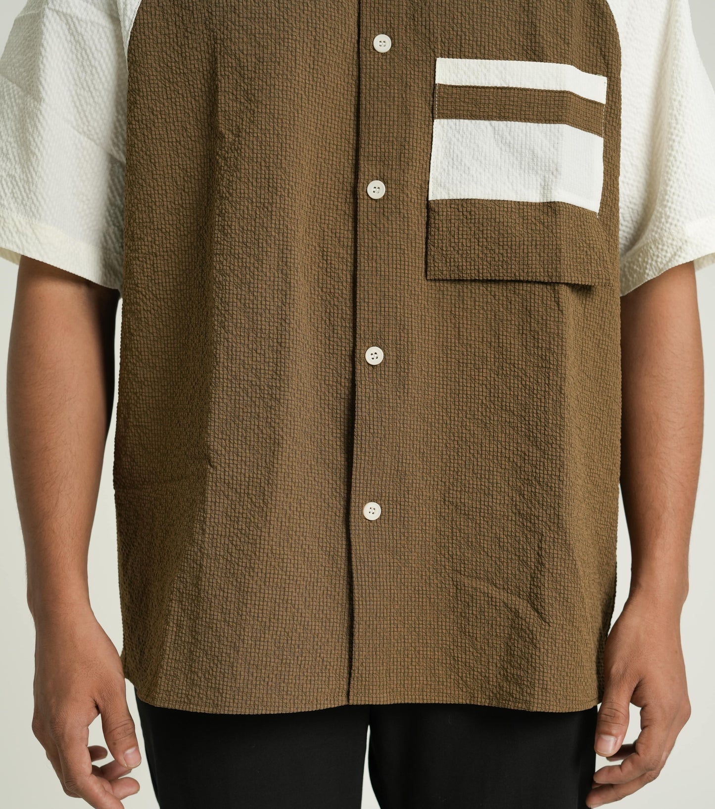 Brown & White Contrast Relaxed Fit Shirt