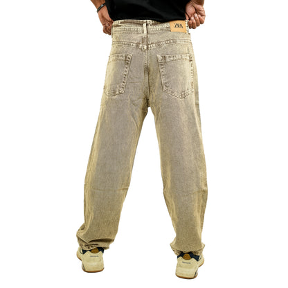 Beige Baggy Fit Jeans
