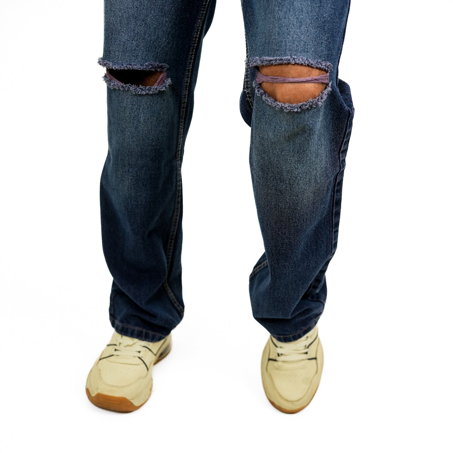 Dark Blue Baggy Fit Patch Jeans