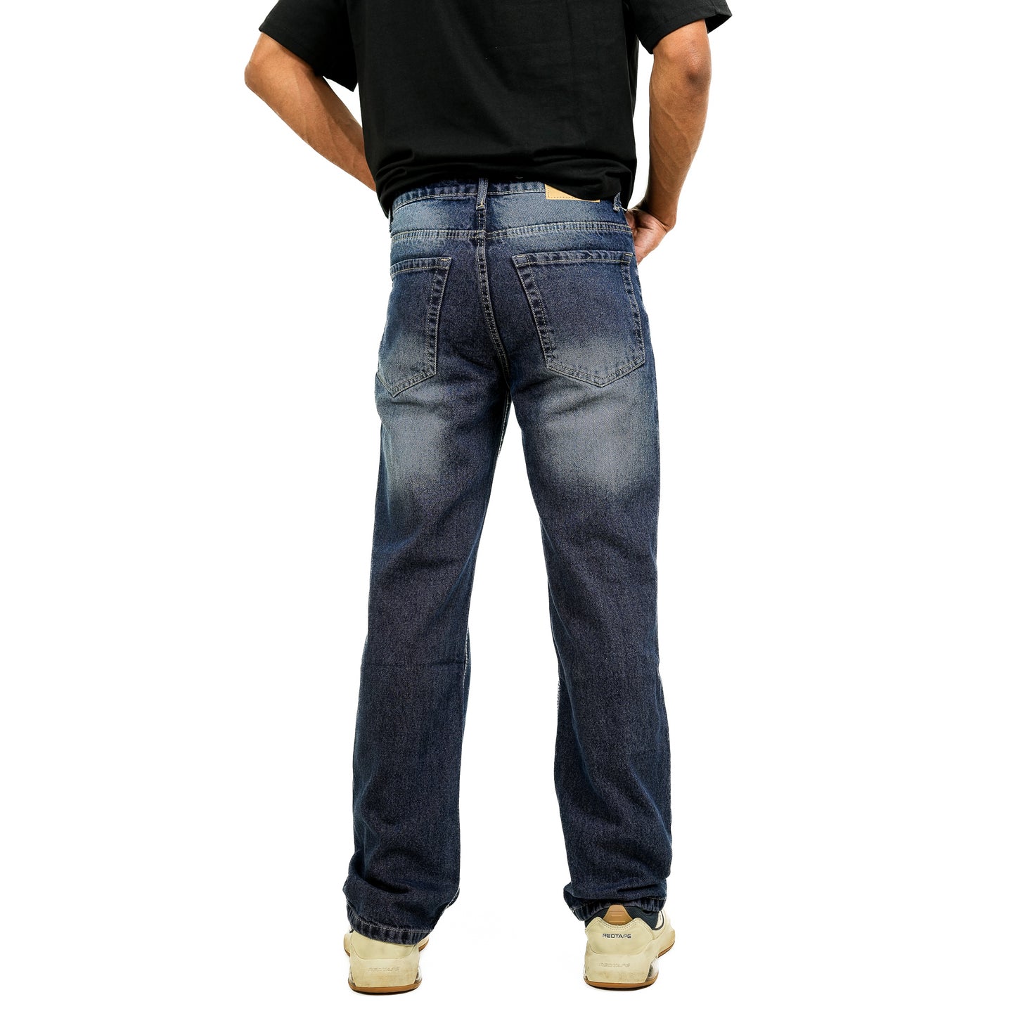 Dark Blue Baggy Fit Patch Jeans