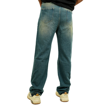 Blue Patched Baggy Fit Jeans