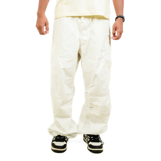 White Parachute Fit Cargo Pants