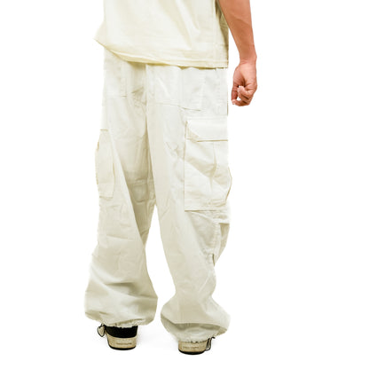 White Parachute Fit Cargo Pants