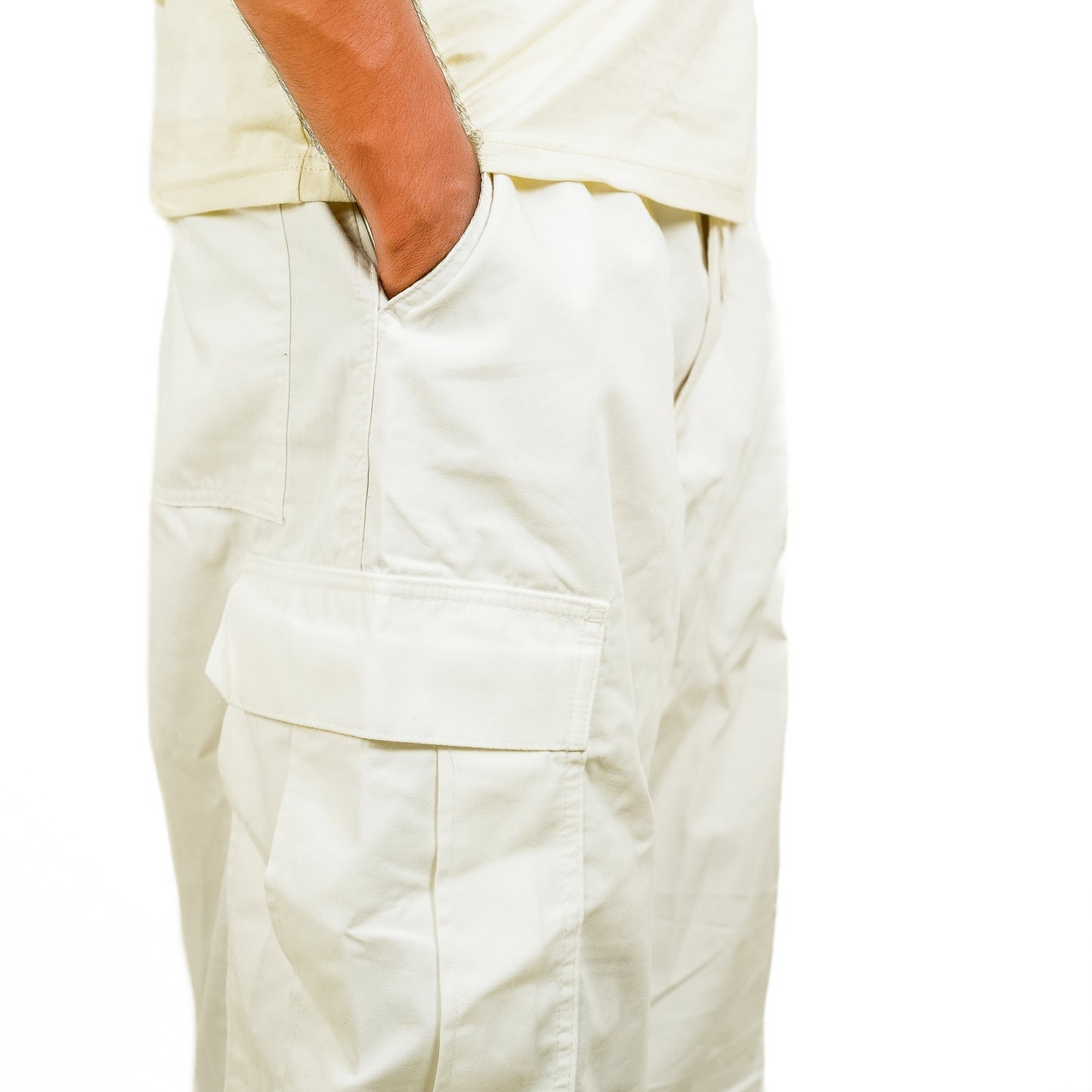 White Parachute Fit Cargo Pants