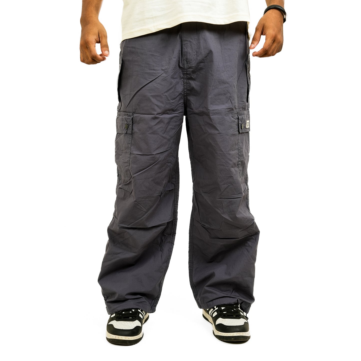 Grey Blue Baggy Fit Cargo Pants