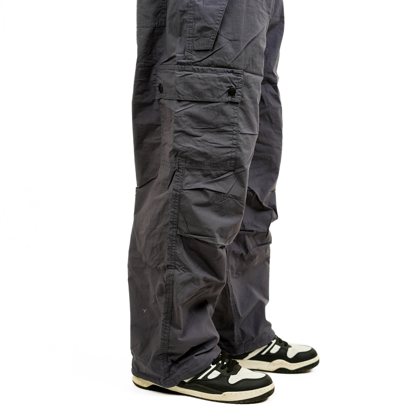 Grey Blue Baggy Fit Cargo Pants