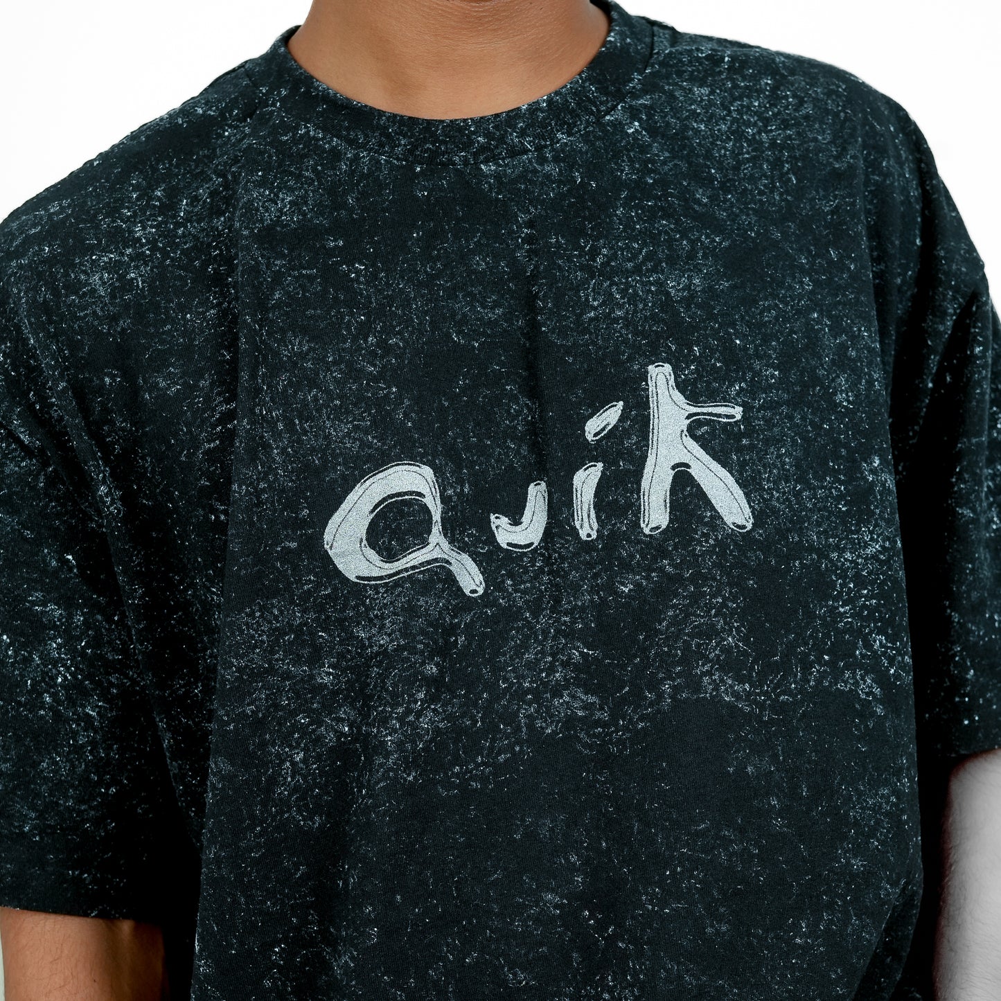 Grey Acid Washed Oversized Printed T-Shirt