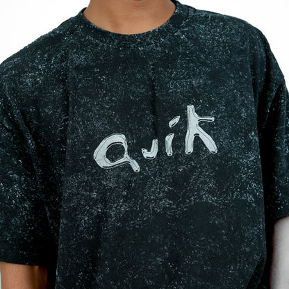 Grey Acid Washed Oversized Printed T-Shirt