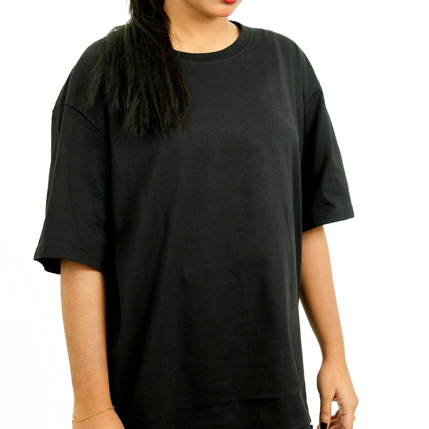 Black Solid Oversized T-Shirt