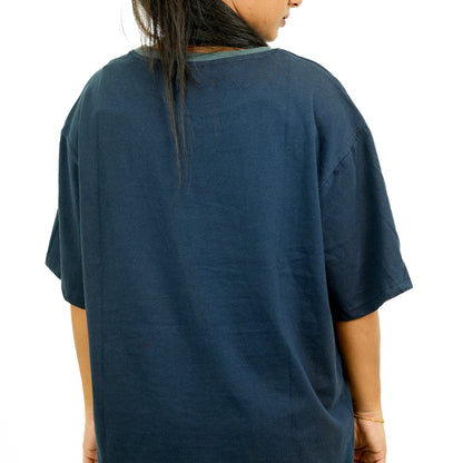 Navy Blue Solid Oversized T-Shirt